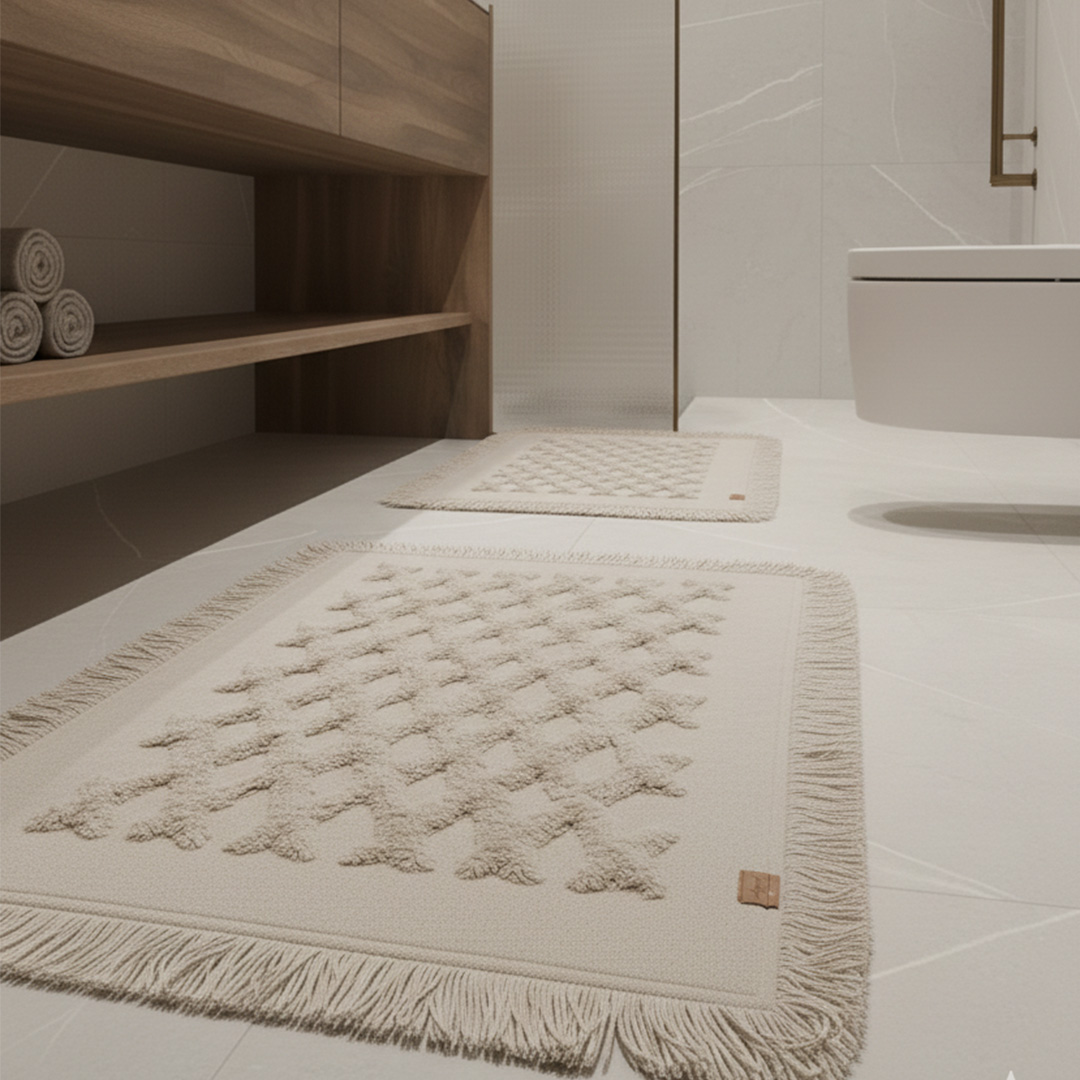 Soft beige exposé dans la salle de bain