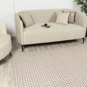 tapis jasmin exposé en grége et beige